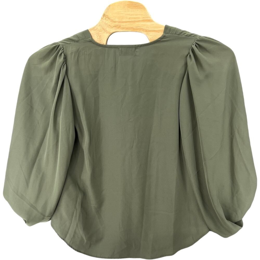 Adrienne Olive Balloon Sleeve Blouse – Size Small - Picture 2 of 4